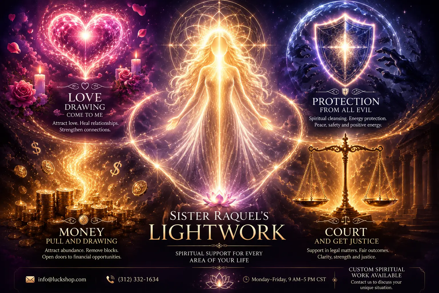 How Sister Raquel's Lightwork Can Help With Love, Protection, Money, and Justice
