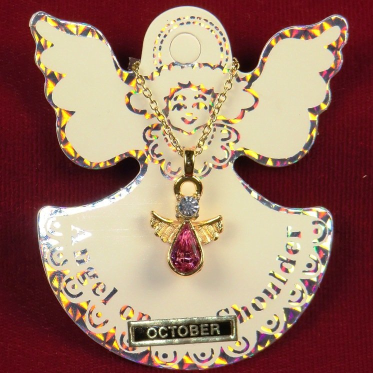 Angel Birthstone Necklace-October-Opal