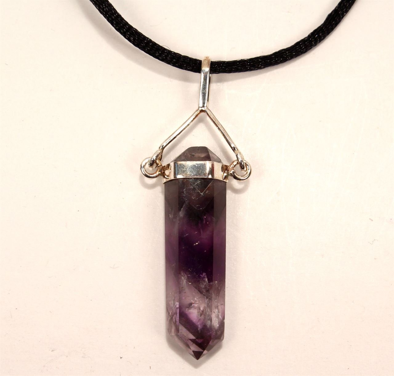 Amethyst High Conquering Crystal Point Necklace