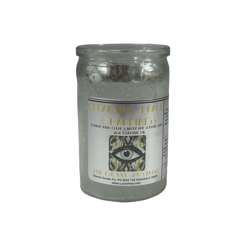 Cleansing, Peace &amp; Happiness Evil Eye XXX "Gemstone" Candle (50 Hr)