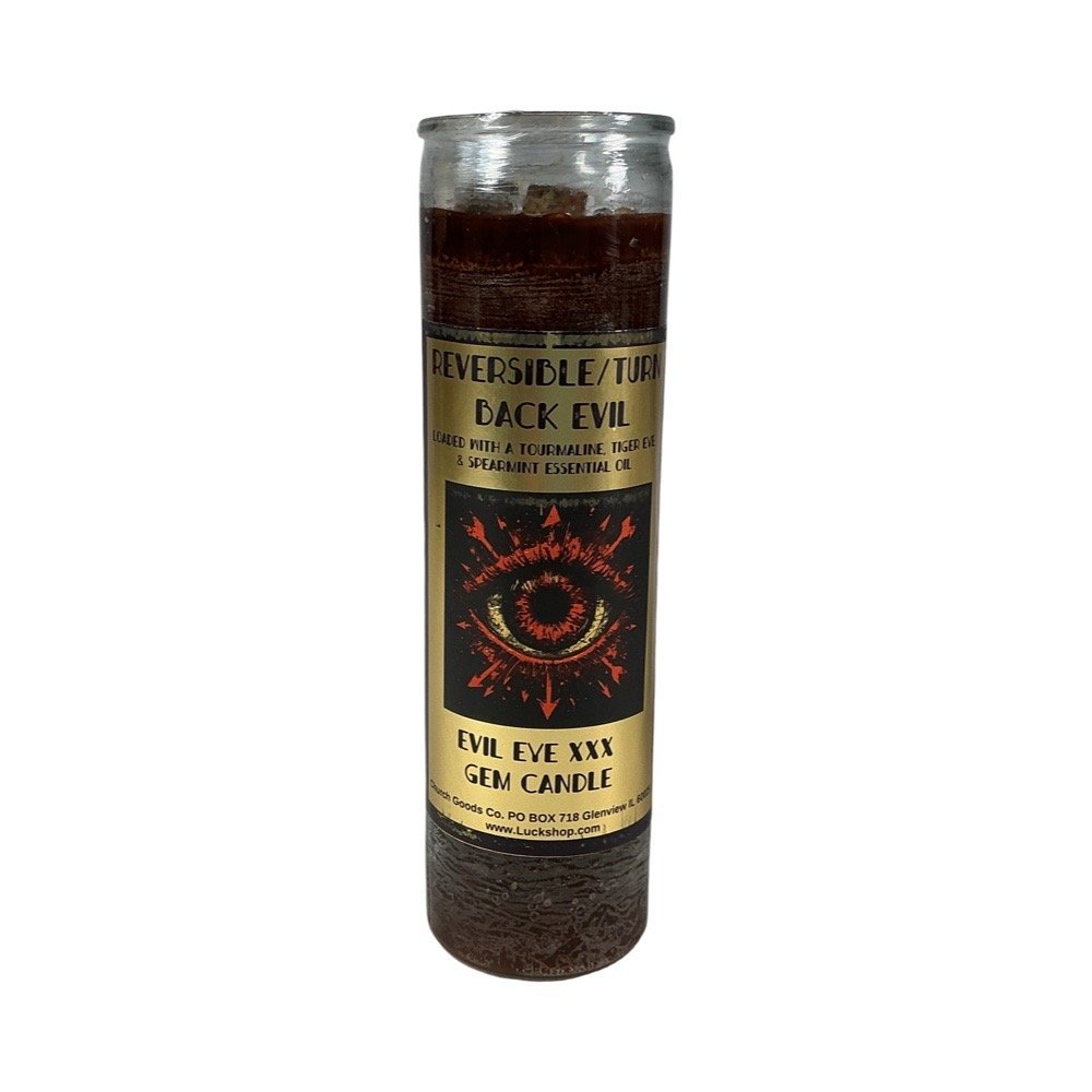 Reversible/Turn Back Evil "Evil Eye XXX" Gemstone Candle